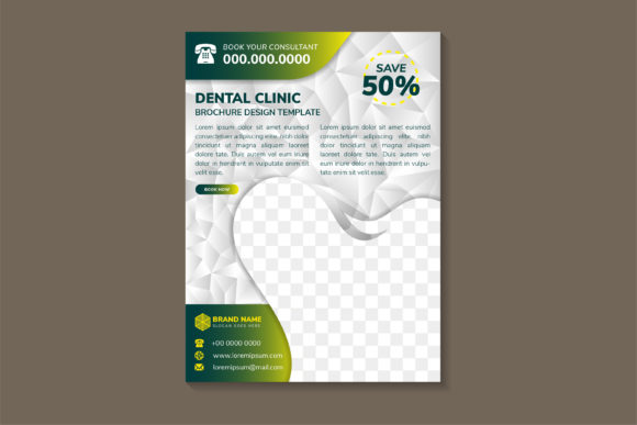 Dental Clinic Vertical Flyer Green Yello: Print Templates & Graphics