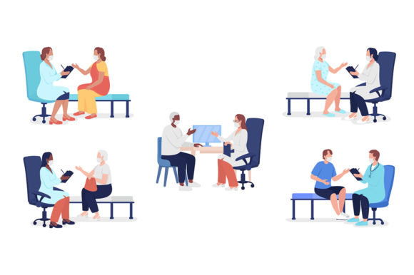 Doctor Appointment Characters Set: Graphics & Illustrations